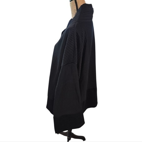 TAHARI SPORT Black Ribbed Knit Shawl Collar Pullover Sweatshirt Women's 2X New - Picture 3 of 8